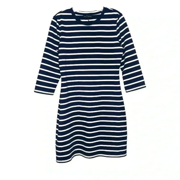 Banana Republic Striped Structured Nautical Casual 3/4 Sleeve Shirt Dress - Picture 1 of 4